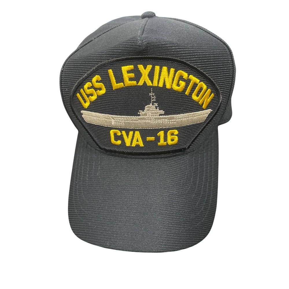 Eagle Crest USS Lexington CVA-16 Hat Mens Navy Blue Military Snapback Cap USA